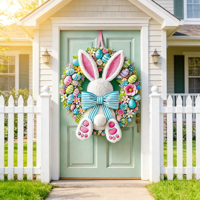 HaoXun Housse de Porte de Pâques - Rideau de Porte en Tissu Polyester avec Crochets pour Décoration de Fête de Festival de Pâques Intérieure et Extérieure