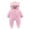 ZB1-Pink, variant on Bear Ears Jumpsuit Plaid Color Block Girls Boys Hooded Long Sleeve Romper Warm Coat Size 0-18 Months