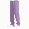 thumbnail image 2 of 13-14T Tween Boys Fall Winter Fleece Straight Leg Sweatpants Elastic Drawstring Waist Open Bottom Joggers with Pockets Casual Loose Pants Kids Daily School Outdoor Sports Size 5-16T,Light Purple, 2 of 5