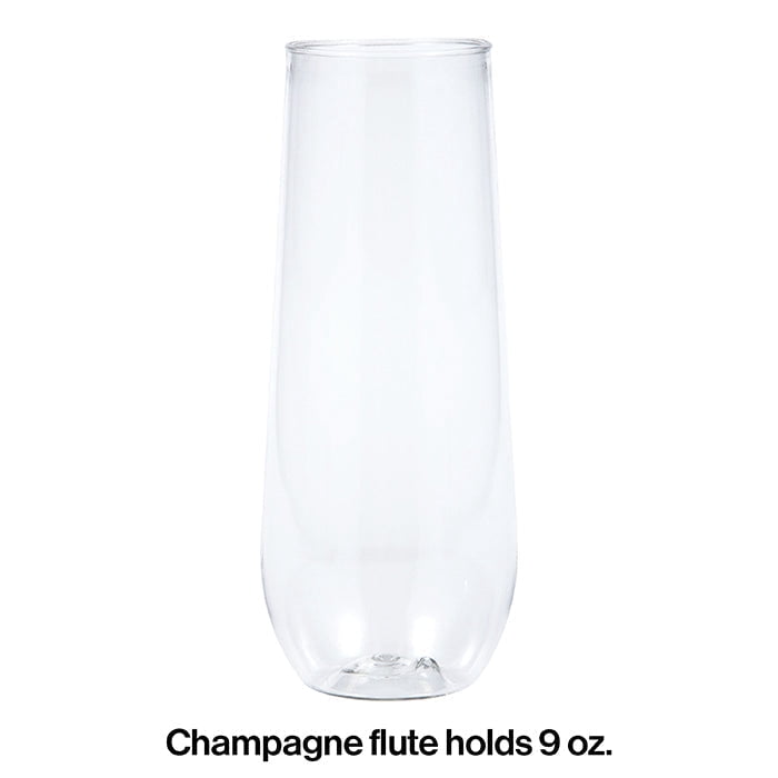 24/Case Bulk Clear 9 oz Plastic Stemless Champagne Flutes