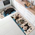 thumbnail image 2 of Welcome Black Cat Kitchen Rugs Set of 2, Tabby Cat Siamese Cat Tuxedo Cat Kitchen Mats Decor Pet Lover Gifts, Paw Prints Floor Door Mat Home Decorations - 17x30 and 17x47 Inch, 2 of 6