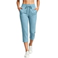 thumbnail image 2 of Drovellove Women's Plus Size Elastic Waist Drawstring Cropped Pants with Pockets – Casual Yoga & Gym Joggers, 2 of 5