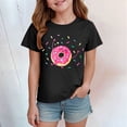 thumbnail image 2 of Gubotare Girls Tops Trendy Cute Teen Girls T Shirts Ruffle Short Sleeve Summer Pleated Crewneck Casual Tops Tees Blouses Size 9-10 (Black,9-10 Years), 2 of 4