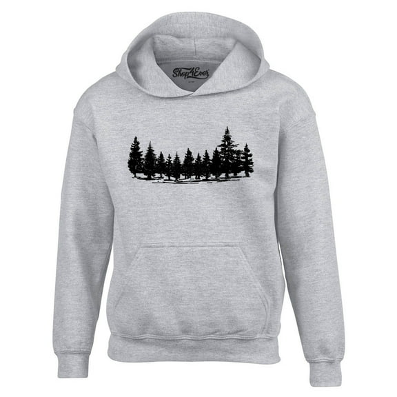 Shop4Ever Men's Forest Trees Nature Mountains Wildlife Hooded Sweatshirt Hoodie XX-Large Sports Grey