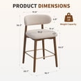 thumbnail image 2 of ClinQ 26 Inch Counter Height Bar Stools Set of 2, Teddy Fleece Upholstered Chairs with Rubber Wood Legs, Backrest and Gold Footrest, Beige, 2 of 10