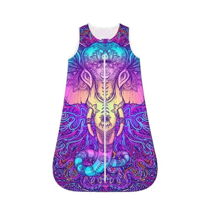 

Yiaed Elephant in Tribal Style Print Baby Sleep Sack Sleeveless Baby Sleeping Bag Toddler 2-Way Zipper Wearable Blanket for Infant Toddler Newborn-Medium