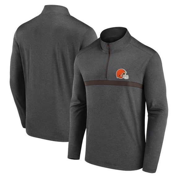Men's Fanatics Charcoal Cleveland Browns Head-to-Head Quarter-Zip Pullover