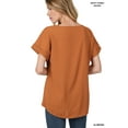 thumbnail image 3 of Zenana Plus Size V-Neck Heavy Dobby Boat Neck Rolled Short Sleeve Blouse Top, 3 of 3