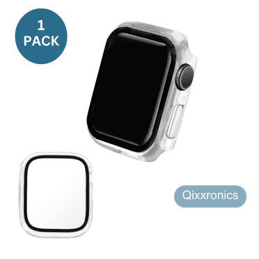 Qixxronics For Apple Watch Series SE 2 [40mm] Case, Clear, Built-in Tempered Glass Screen Protector