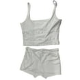 thumbnail image 6 of Biekopu Women's Summer Sleeveless Short Top 2-Piece Set, Lace Trimmed Thin Suspender Vest+Elastic Waist Shorts, S/M/L, 6 of 7