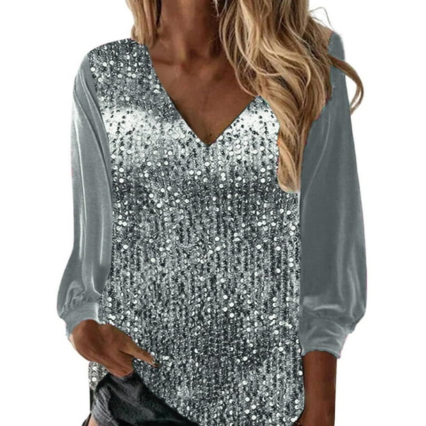 Silver Plus Size Womens Shirts, Polyester Plus Size Tshirts for - Main Image