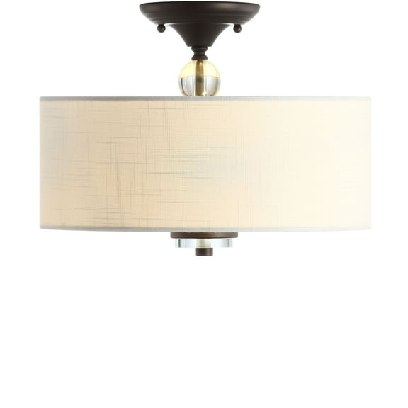 JONATHAN Y Marc 15" Metal/Crystal LED Semi-Flush Mount, Oil Rubbed Bronze/White, JYL9033A