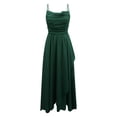 thumbnail image 5 of NordicNest Women's Spaghetti Strap Tulle Midi Dress Cowl Neck Ruched Bodice with Asymmetrical Flowy Skirt Elegant Party Wedding Guest Gown Dark Green,XL, 5 of 5