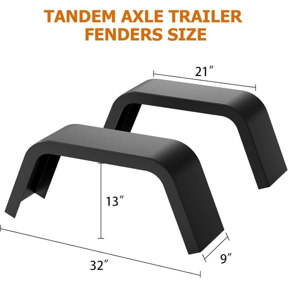 Luku Heavy Duty 14 Gauge Steel Trailer Fenders, 2 Pack, Single Axle, Fits 14"-16" Wheels for Boat & Utility Trailers