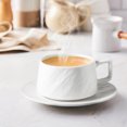 thumbnail image 6 of Teacup Set Ceramic Mugs - Floral Pattern Coffee Cups with Saucers, Comfort Handle Design, Home Breakfast or Office Drinkware, 6 of 8