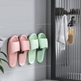 thumbnail image 5 of 1 Pack Wall Mounted Shoe Rack,Hanging Shoe Organizer Shelf with Sticky Hanging Mounts,Door Shoe Hangers with Hooks for Slippers Storage,Shoe Holder,Wall Shoe Rack,Wall Mounted Shoe Storage,Black, 5 of 5