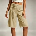 thumbnail image 6 of Inverlee Women's Bermuda Shorts High Waist Drawstring Loose Fit Summer Casual Shorts Beige M, 6 of 9