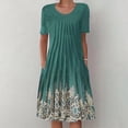 thumbnail image 2 of Moda mujer verano estampado casual cuello redondo manga corta vacaciones bolsillos vestido Fridja  bnh2879, 2 of 7
