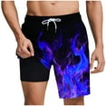 thumbnail image 2 of Mqqzkk Mens Flame Graphic Swimming Shorts Compression Liner Swim Trunks Shorts Running Athletic Drawstring Waist Casual Track Shorts, 2 of 6