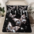 thumbnail image 2 of Castle Fairy Crystal Butterfly 4 Pieces Queen Sheet Sets for Teens Girls Women,Bling Splash Glitter Ultra Soft Flat Sheet,Dreamy Princess Queen Fitted Sheet,Ultra Soft Home Decor, 2 of 7
