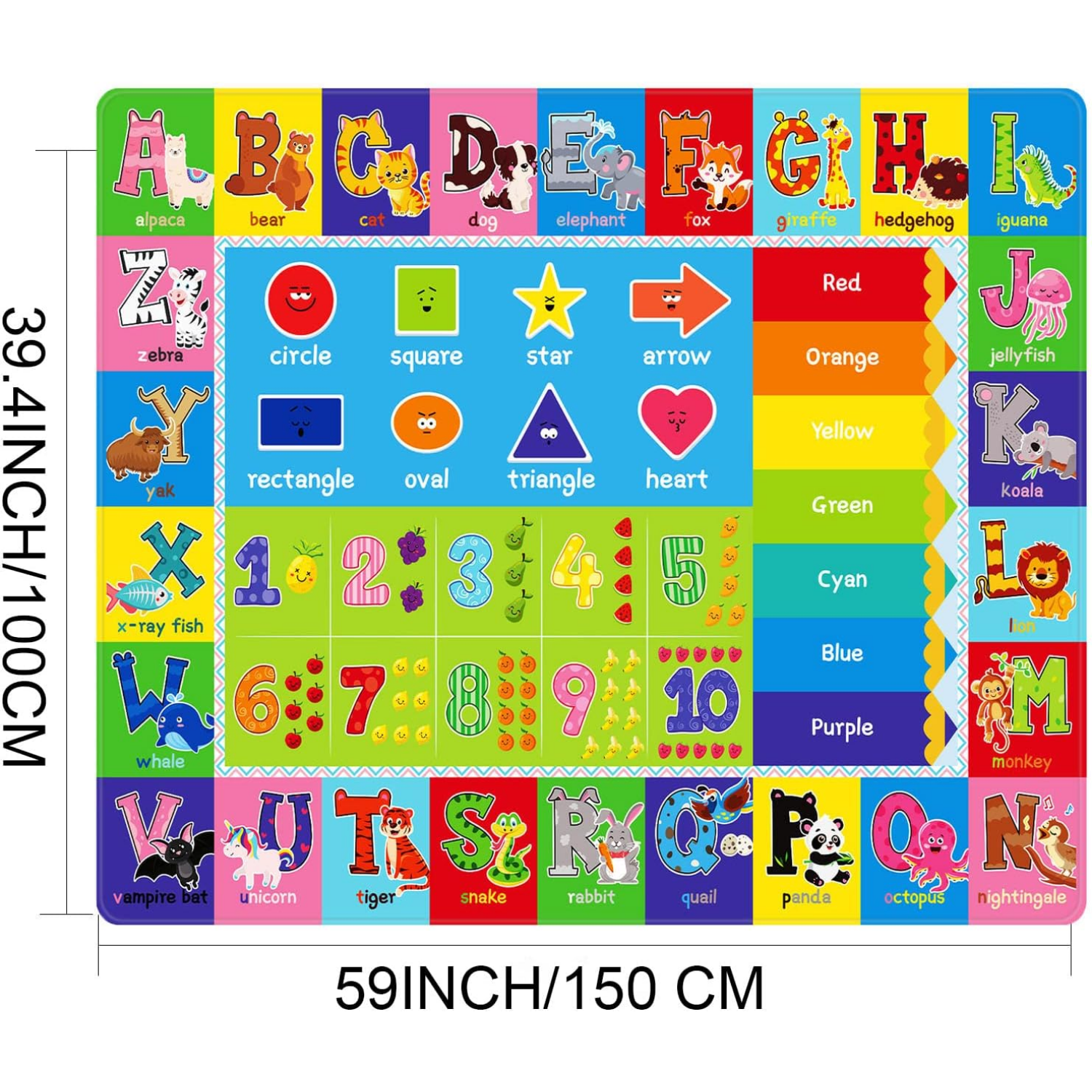 AKASISRUG Kids Play Rug for Playroom, Kids Play Mat ABC Educational Area Rug, Toddler Baby Playroom Mat, Alphabet Animal Soft Non-Slip Kids Rug Carpet for Boy Girl Bedroom