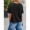 thumbnail image 5 of ZANKLEY Womens Summer V Neck Oversized T Shirt Casual Short Sleeve Loose Fit Flowy Basic Top, 5 of 12