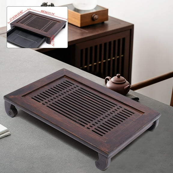 Bamboo Wood Tea Tray-Drainage Water Storage Tea Board Kung Fu Tea Tray NEW