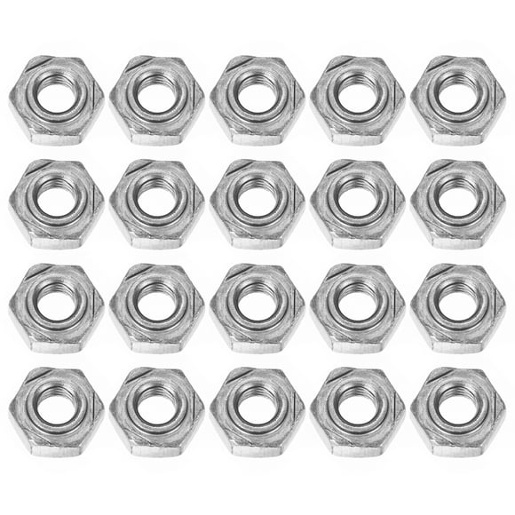 20 Pack Hex Weld Nuts, M5x0.8mm Carbon Steel Hex Nuts with 3 Projections Machine Screw for DIY Home Repair, Silver