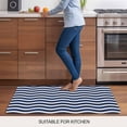 thumbnail image 6 of Navy Blue Moire Door Mat Indoor Outdoor, Water Ripple Stripe Farmhouse Non Slip Welcome Mat with Rubber Backing, Absorbent Fabric Front Door Mats Entryway Rug for Home Patio Entrance 18"x30", 6 of 8