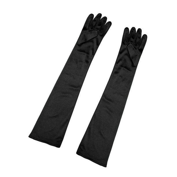 Guantes largos para mujer Allegra K de los años 20 Manoplas de dedo completo Negro brillante One Size