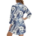 thumbnail image 2 of Xixirimido Tropical Hibiscus Palm Leaf Print Bathing Suit Cover Up for Women V Neck Button Down Swimsuit Coverup Long Sleeve Beach Dress Shirt, Size XL, 2 of 7