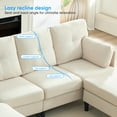 thumbnail image 3 of ijuicy Convertible U/L Shaped Sectional Sofa with Chaises , 6 Seater Couch for Living Room, Beige, 3 of 11