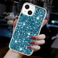 thumbnail image 6 of for iPhone 15 Plus Glitter Case, Cute Bling Sparkle Shiny Slim Soft Silicone Reflective Clear TPU Bumper Women Girls Shockproof Protective Phone Case for iPhone 15 Plus, Blue, 6 of 6