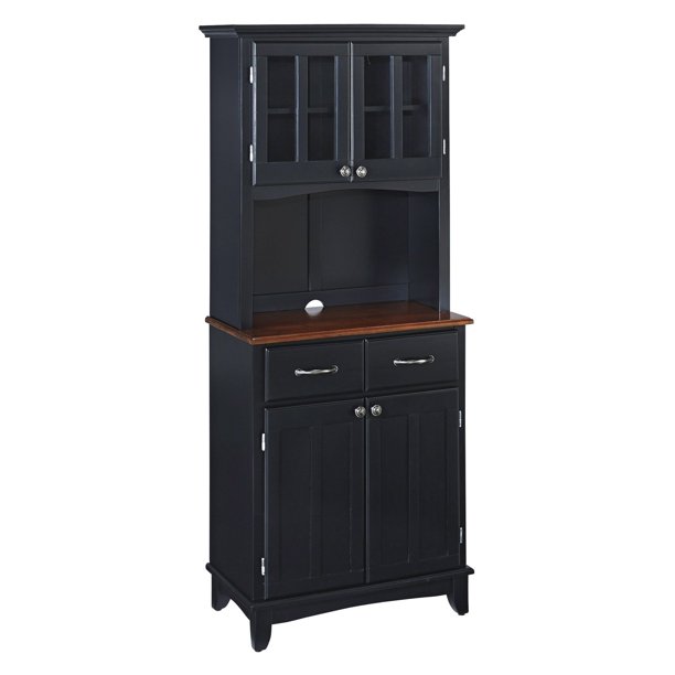 Home Styles Small Wood Bakers Rack with Two Door Hutch