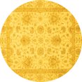 thumbnail image 1 of Ahgly Company Machine Washable Indoor Round Oriental Yellow Modern Area Rugs, 5' Round, 1 of 4