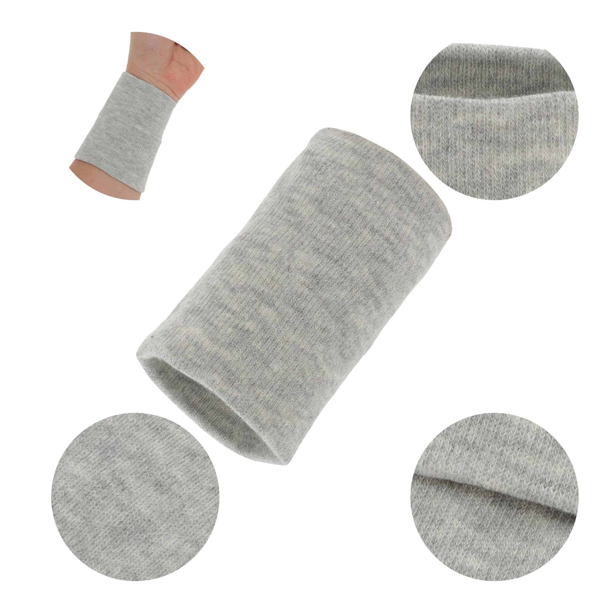 Unique Bargains 1 Pair of Sweat Absorbent Quick Drying Sports Wristbands Gray M