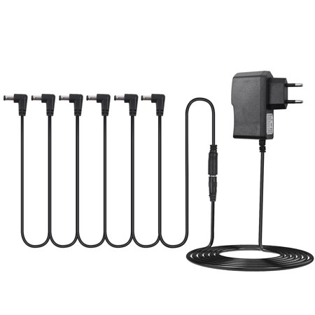 Muslady Guitar Effect Pedal Power Supply Adapter with 6 Ways Daisy Chain Cable Power Line Right Angle
