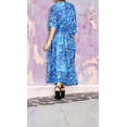 thumbnail image 5 of HAPPY BAY Women's Summer Loungewear African Beach Cover Up Slit Dress Home Wear Maxi Dresses Caftans for Women 2X-3X Royal Blue, Floral, 5 of 7
