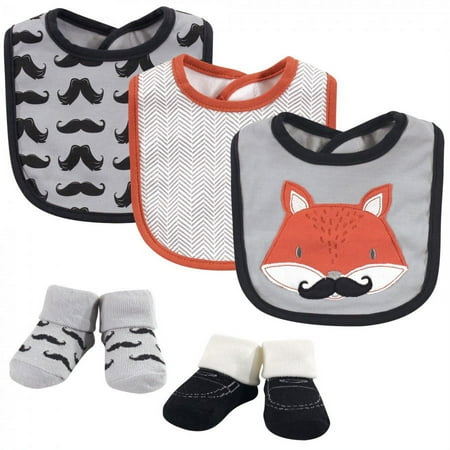 UPC: 0660168562248 | Hudson Baby Infant Boy Cotton Bib and Sock Set 5pk  Mr Fox  One Size