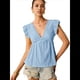 thumbnail image 1 of Blusa de Tirantes con Cuello en V, Mangas con Volantes y Ojales Acampanados para Mujer Azul L, 1 of 7