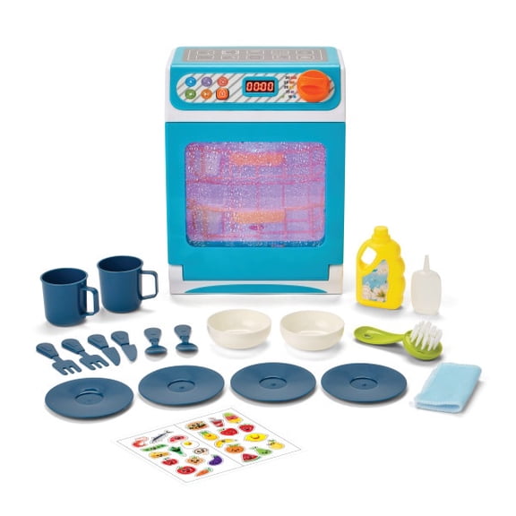 Kidoozie Just Imagine Magic Rinse Dishwasher – Light, Sound & Water Spray – Includes Dishes & Utensils – Ages 3 Years