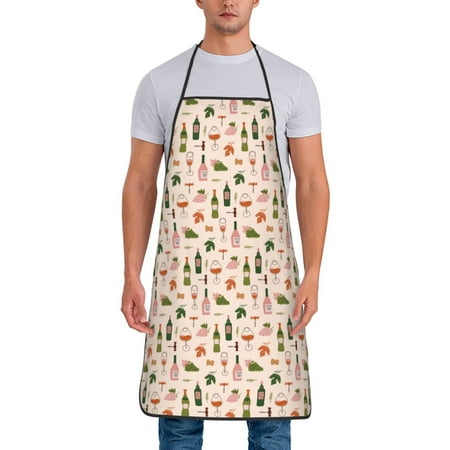 

Matuu Wine Bottles With Grapes for Cooking Apron for Men and Women Adjustable Strap and Waist Ties for Baking Cooking Gardening