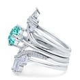 thumbnail image 6 of Three Piece Trio Set Wedding Bridal Round Ring Paraiba Tourmaline CZ 925 Sterling Silver Size 10, 6 of 7