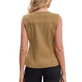 thumbnail image 3 of INSPIRE CHIC Women's Vest Denim V Neck Patch Pockets Button Down Sleeveless Jean Jacket M Light Brown, 3 of 5