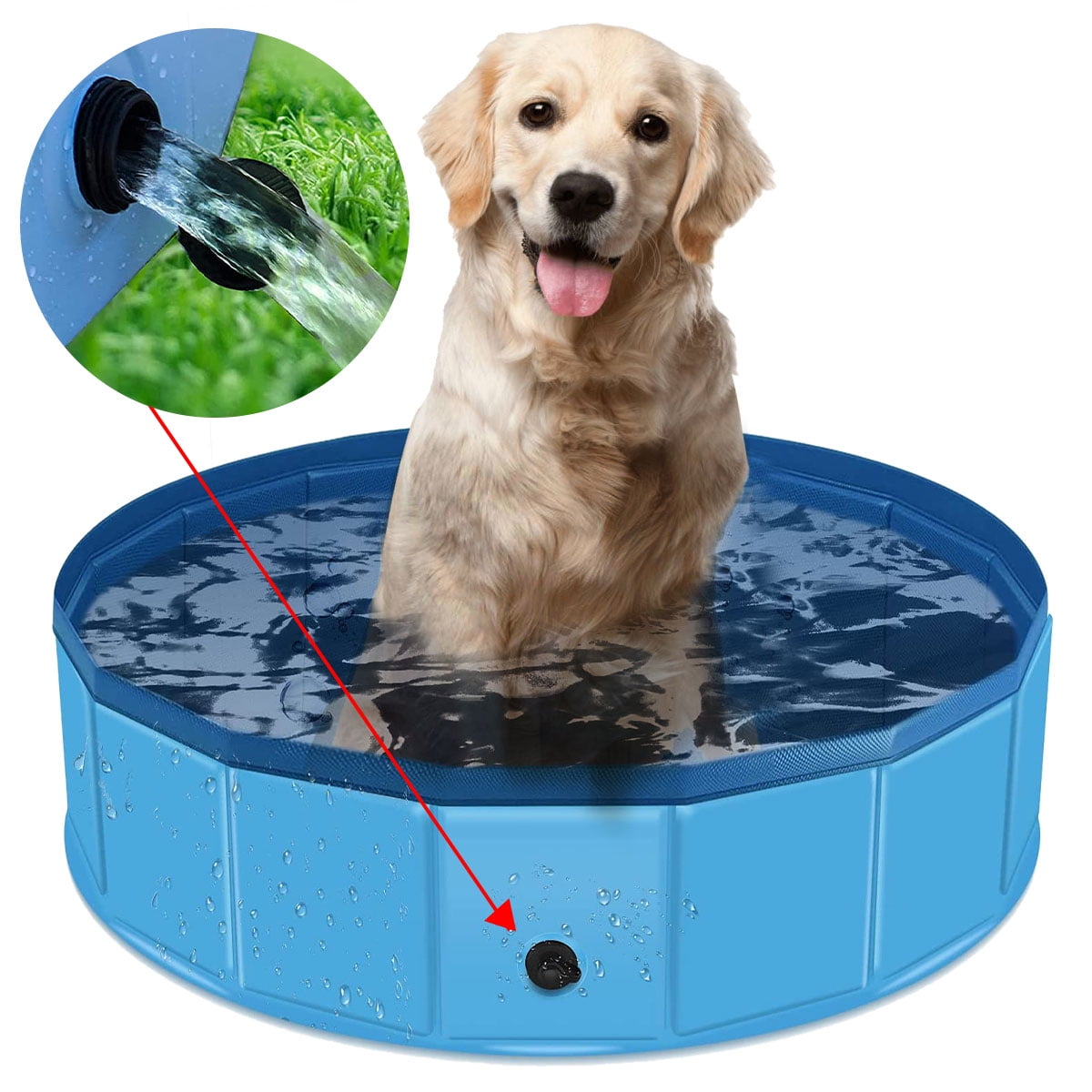 Pet Bath Tub 32x12 Inch for Small Medium Large Dogs, Collapsible Outdoor PVC Kiddie Pool