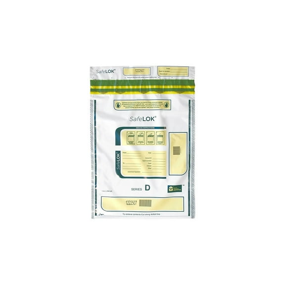 SafeLok Series D Deposit Bags 1 Compartment White 100/Pack (585094)