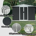 thumbnail image 4 of 8x6 FT Outdoor Storage Shed, Metal Tool Sheds with Lockable Sliding Door & Air Vent, Garden Shed for Backyard Garden Patio Lawn, Grey, 4 of 6
