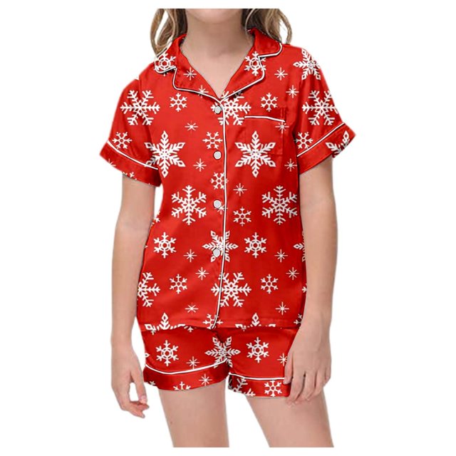 TZEWGL Pajamas For Toddler Classic Print Button Down Collar Short Sleeve Top Shorts Set Homewear For Infants size 8-9T