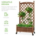 thumbnail image 6 of Best Choice Products 48in Mobile Wood Planter Box & Diamond Lattice Trellis, w/ Drainage Holes, Optional Wheels - Walnut, 6 of 7