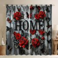 thumbnail image 1 of Rideau de Fenêtre Roses Rouges, Rideau Floral Romantique Papillon Noir de Jardin pour Adultes Adolescents Enfants, Rideaux de Fenêtre Planche en Bois Vintage Rustique de Ferme de 2 Panneaux pour Décoration de Chambre, 38wx54l Pouces, 1 of 6